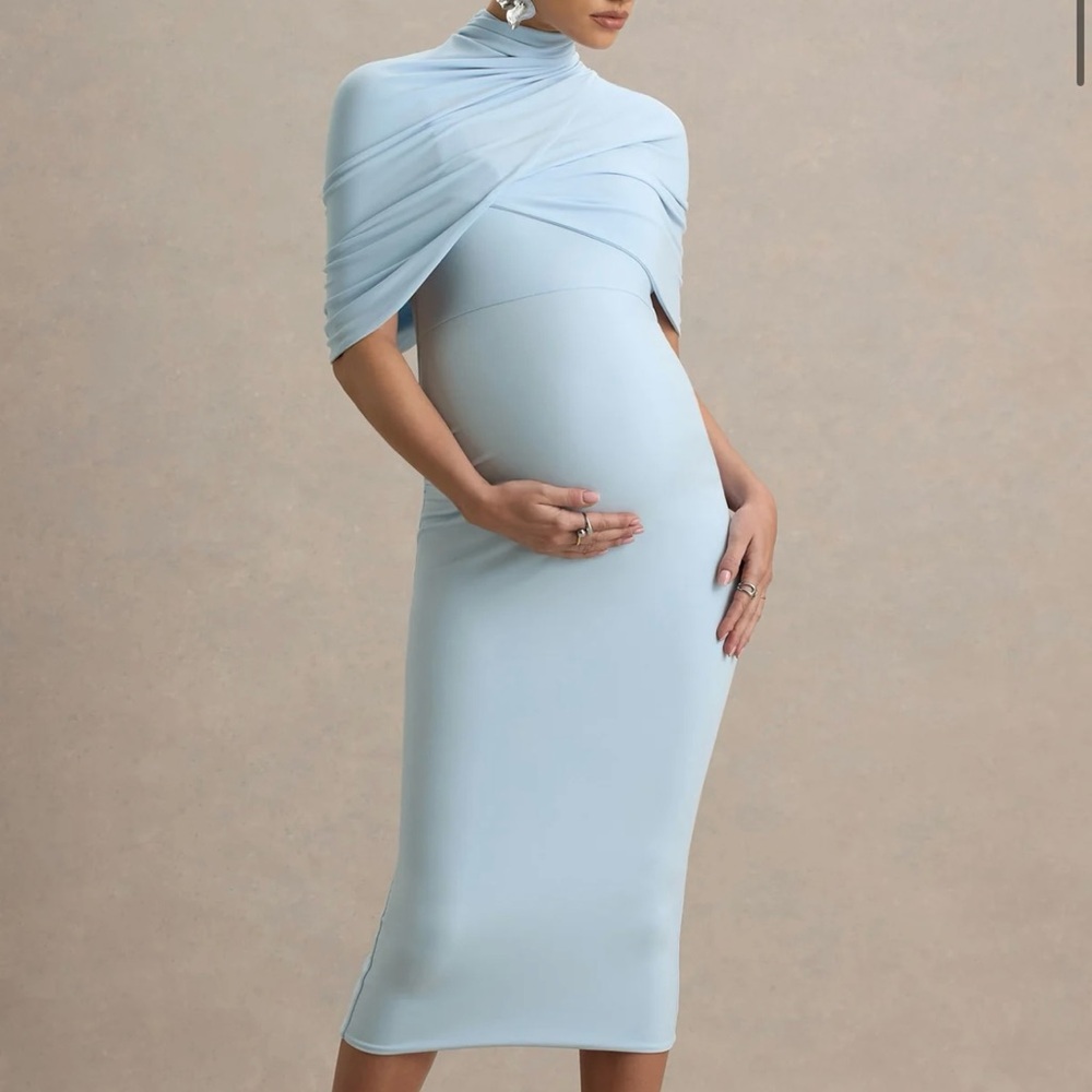 Maternity Club L London Light Blue Dress